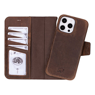 Burkley Leather Wallet Case - iPhone 16 Pro Max, Distressed Coffee - BlackBrook Case