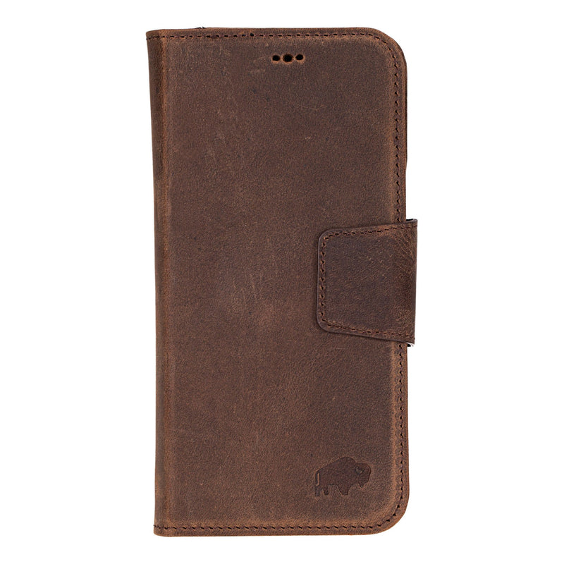 Burkley 2 in 1 Leather iPhone 16 Pro Max Wallet Case, Distressed Coffee - BlackBrook Case