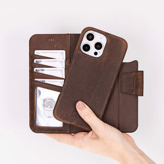 Burkley Leather Wallet Case - iPhone 16 Pro Max, Distressed Coffee - BlackBrook Case