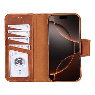 Burkley Leather Wallet Case - iPhone 16 Pro Max, Golden Brown - BlackBrook Case