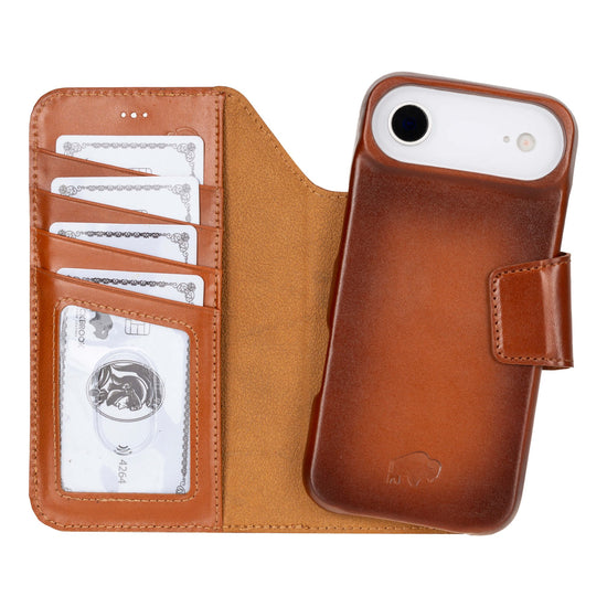 Burkley Leather Wallet Case Burnished Tan iPhone Air premium burnished tan leather wallet case with card holder and protective design