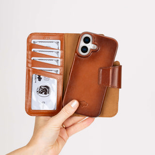 Burkley Leather Wallet Case - iPhone 17, Burnished Tan - BlackBrook Case