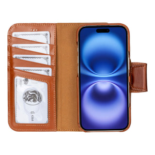 Burkley Leather Wallet Case - iPhone 17, Burnished Tan - BlackBrook Case