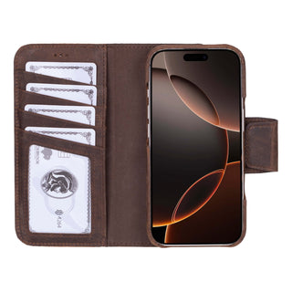 Burkley Leather Wallet Case - iPhone 17, Distressed Coffee - BlackBrook Case