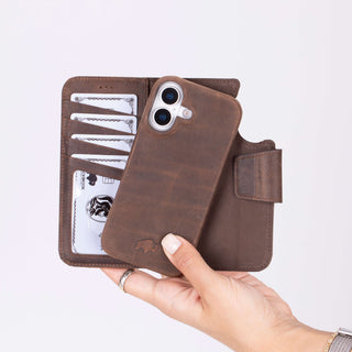 Burkley Leather Wallet Case - iPhone 17, Distressed Coffee - BlackBrook Case