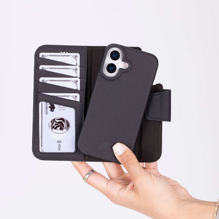 Burkley Leather Wallet Case - iPhone 17, Pebble Black - BlackBrook Case