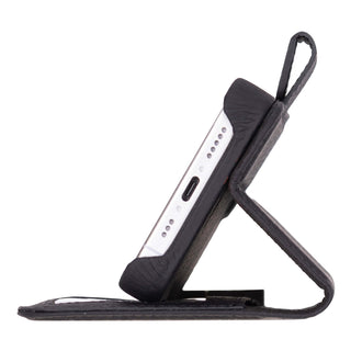 Burkley Leather Wallet Case - iPhone 17, Pebble Black - BlackBrook Case