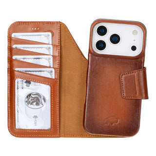Burkley Leather Wallet Case - iPhone 17 Pro, Burnished Tan - BlackBrook Case