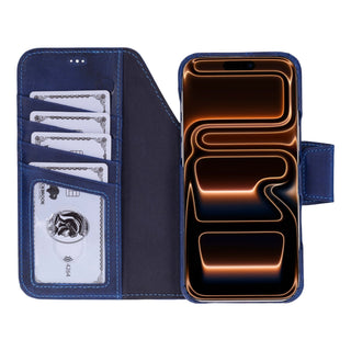 Burkley Leather Wallet Case - iPhone 17 Pro, Deep Blue - BlackBrook Case
