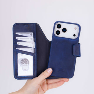 Burkley Leather Wallet Case - iPhone 17 Pro, Deep Blue - BlackBrook Case
