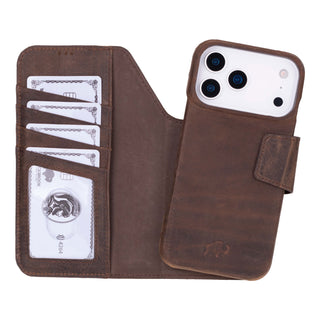 Burkley Leather Wallet Case - iPhone 17 Pro, Distressed Coffee - BlackBrook Case