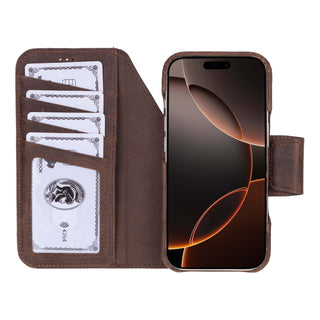Burkley Leather Wallet Case - iPhone 17 Pro, Distressed Coffee - BlackBrook Case