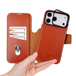 Burkley Leather Wallet Case - iPhone 17 Pro Max, Burnished Tan - BlackBrook Case