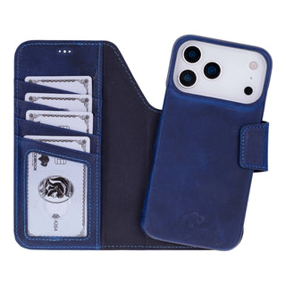 Burkley Leather Wallet Case - iPhone 17 Pro Max, Deep Blue - BlackBrook Case