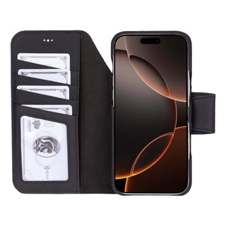 Burkley Leather Wallet Case - iPhone 17 Pro Max, Pebble Black - BlackBrook Case