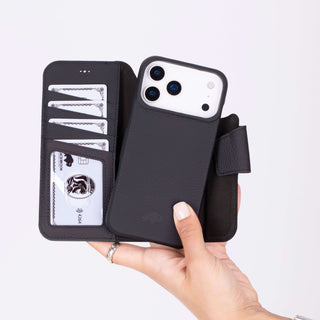 Burkley Leather Wallet Case - iPhone 17 Pro Max, Pebble Black - BlackBrook Case