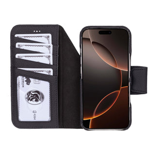 Burkley Leather Wallet Case - iPhone 17 Pro Max, Pebble Black - BlackBrook Case