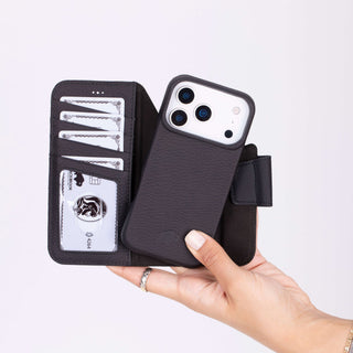 Burkley Leather Wallet Case - iPhone 17 Pro, Pebble Black - BlackBrook Case