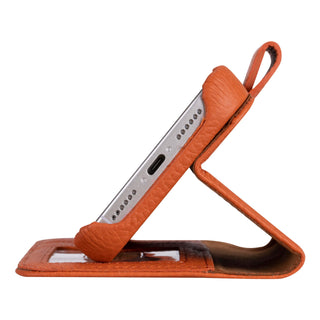 Burkley Leather Wallet Case - iPhone 17 Pro, Pebble Orange - BlackBrook Case
