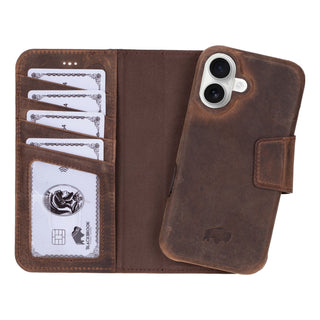 Burkley Wallet & Case iPhone 17, Distressed Coffee - BlackBrook Case