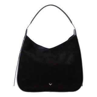 Carina Suede Leather Women's Shoulder Bag, Black - BlackBrook Case