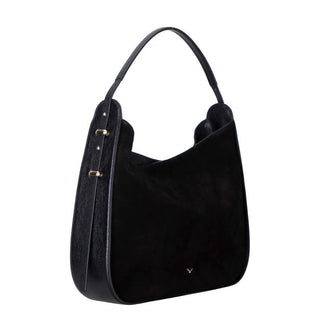 Carina Suede Leather Women's Shoulder Bag, Black - BlackBrook Case