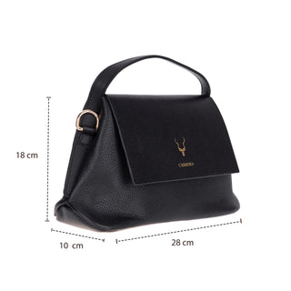 Carrera Arvelia Leather Women's Top Handle & Shoulder Bag, Black - BlackBrook Case