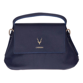Carrera Arvelia Leather Women's Top Handle & Shoulder Bag, Navy Blue - BlackBrook Case