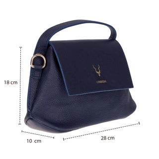 Carrera Arvelia Leather Women's Top Handle & Shoulder Bag, Navy Blue - BlackBrook Case