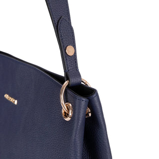 Carrera Calivra Leather Women's Shoulder Bag, Navy Blue - BlackBrook Case