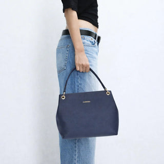 Carrera Calivra Leather Women's Shoulder Bag, Navy Blue - BlackBrook Case