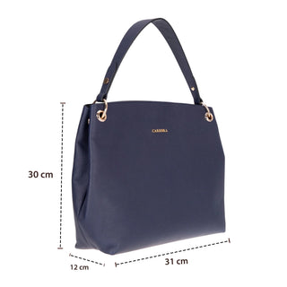Carrera Calivra Leather Women's Shoulder Bag, Navy Blue - BlackBrook Case