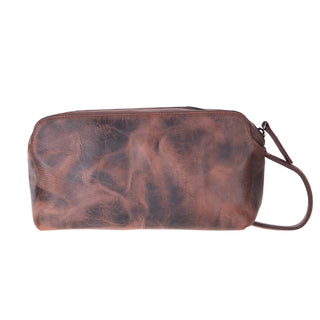 Carrera Montelaro — Full - Grain Cowhide Handheld & Toiletry Bag, Brown - BlackBrook Case