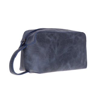 Carrera Montelaro — Full - Grain Cowhide Handheld & Toiletry Bag, Navy Blue - BlackBrook Case