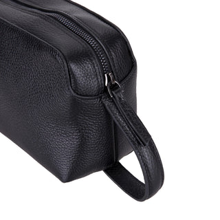 Carrera Montelaro — Full - Grain Cowhide Handheld & Toiletry Bag, Pebble Black - BlackBrook Case
