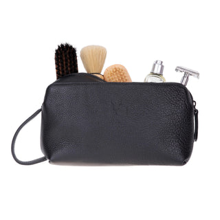 Carrera Montelaro — Full - Grain Cowhide Handheld & Toiletry Bag, Pebble Black - BlackBrook Case