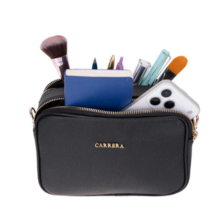 Carrera Morienna Leather Women's Compact Shoulder Bag, Black - BlackBrook Case