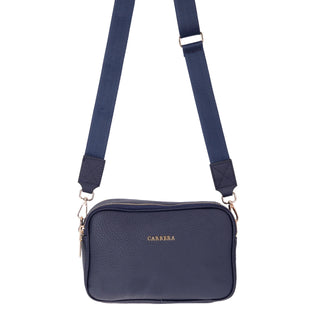 Carrera Morienna Leather Women's Compact Shoulder Bag, Navy Blue - BlackBrook Case