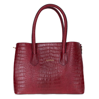 Carrera Novelya — Full - Grain Leather Top Handle Bag, Croco Bordaux - BlackBrook Case
