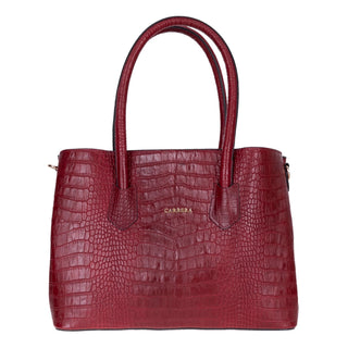Carrera Novelya — Full - Grain Leather Top Handle Bag, Croco Bordaux - BlackBrook Case
