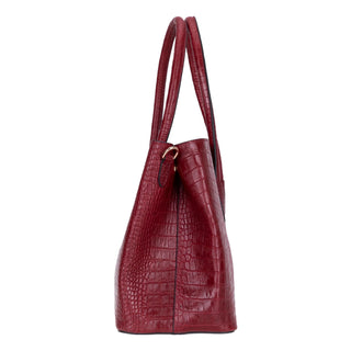 Carrera Novelya — Full - Grain Leather Top Handle Bag, Croco Bordaux - BlackBrook Case
