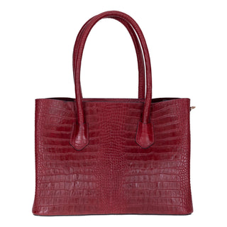 Carrera Novelya — Full - Grain Leather Top Handle Bag, Croco Bordaux - BlackBrook Case