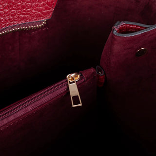 Carrera Novelya — Full - Grain Leather Top Handle Bag, Croco Bordaux - BlackBrook Case