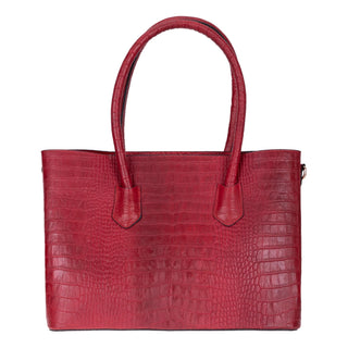 Carrera Novelya — Full - Grain Leather Top Handle Bag, Croco Red - BlackBrook Case