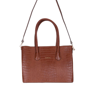 Carrera Novelya — Full - Grain Leather Top Handle Bag, Croco Tan - BlackBrook Case