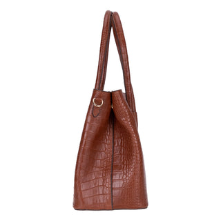 Carrera Novelya — Full - Grain Leather Top Handle Bag, Croco Tan - BlackBrook Case