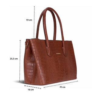 Carrera Novelya — Full - Grain Leather Top Handle Bag, Croco Tan - BlackBrook Case
