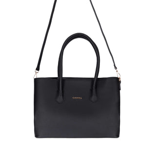 Carrera Novelya — Full - Grain Leather Top Handle Bag, Pebble Black - BlackBrook Case