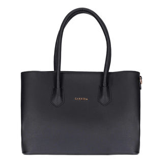 Carrera Novelya — Full - Grain Leather Top Handle Bag, Pebble Black - BlackBrook Case