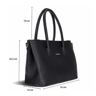 Carrera Novelya — Full - Grain Leather Top Handle Bag, Pebble Black - BlackBrook Case